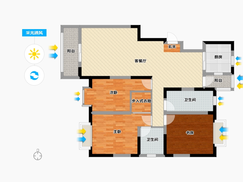 陕西省-西安市-时丰姜溪花都-106.71-户型库-采光通风