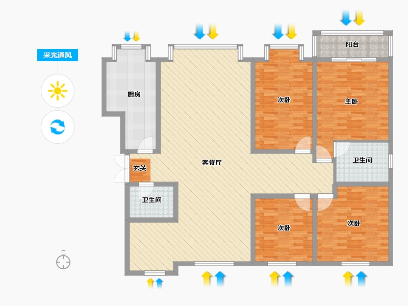 宁夏回族自治区-吴忠市-秦韵湖畔-164.98-户型库-采光通风