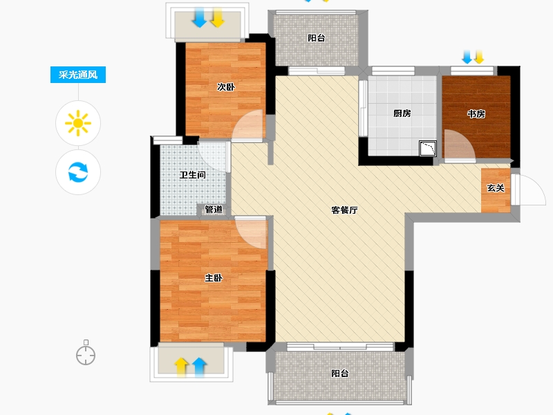 广西壮族自治区-梧州市-灏景玥城-65.22-户型库-采光通风