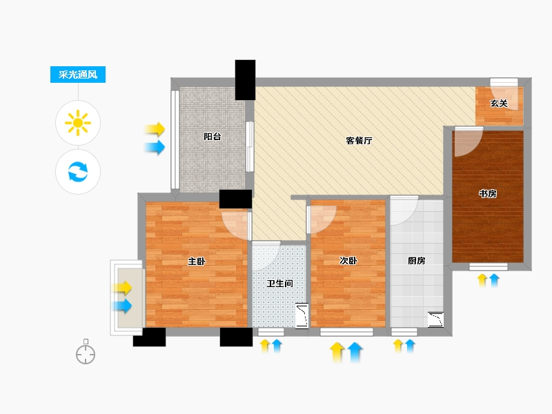 云南省-昆明市-盛高大城-3期-70.70-户型库-采光通风