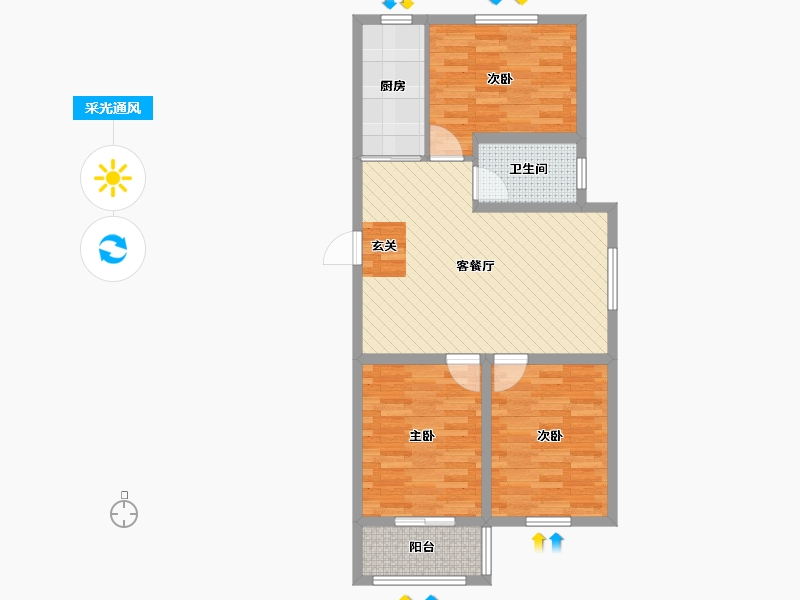 河北省-沧州市-丽都新苑-76.08-户型库-采光通风