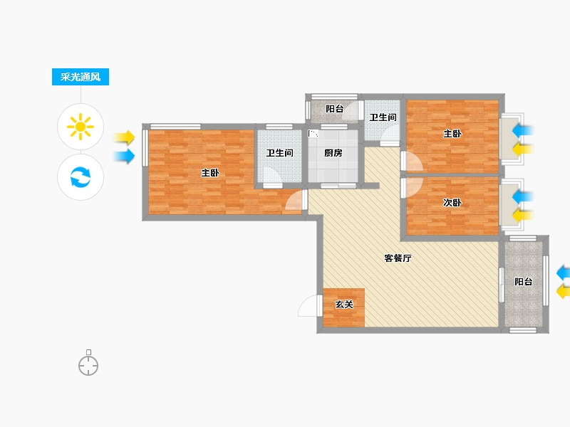 湖南省-郴州市-鑫沙苑-104.80-户型库-采光通风