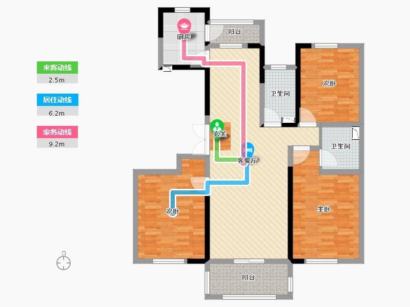 山西省-朔州市-海源滨河湾小区-102.87-户型库-动静线