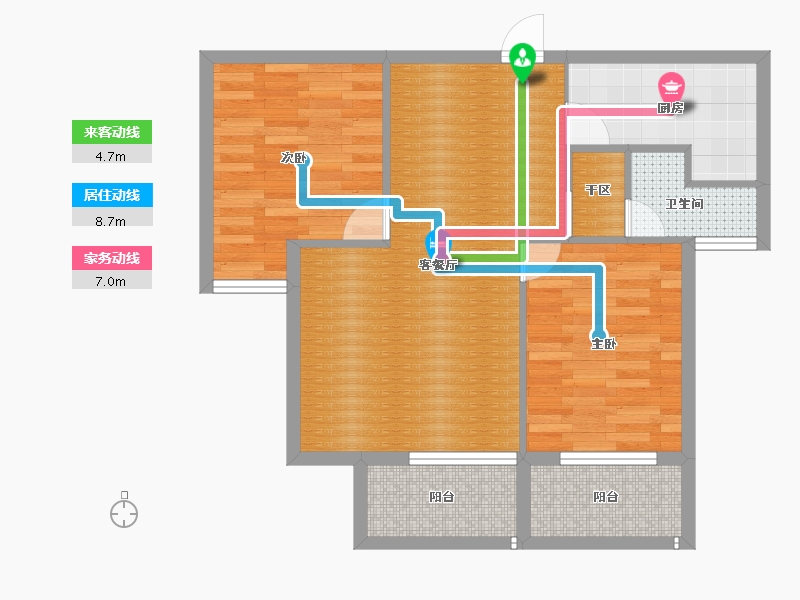 浙江省-嘉兴市-香港兴业御缇湾-66.96-户型库-动静线