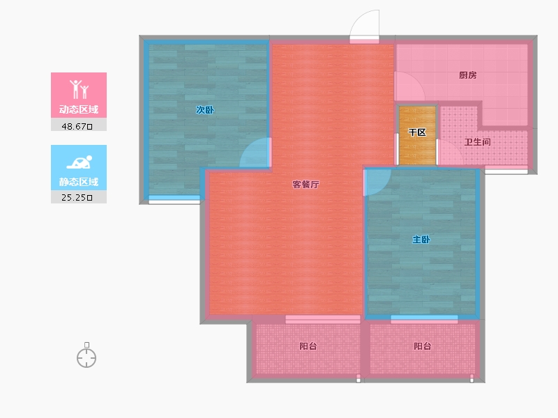 浙江省-嘉兴市-香港兴业御缇湾-66.96-户型库-动静分区