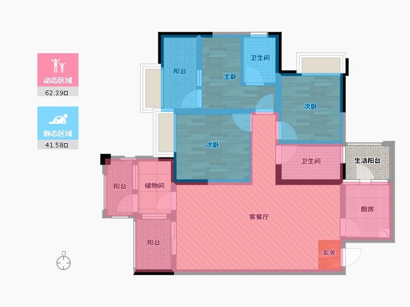 四川省-成都市-洲际亚洲湾-92.76-户型库-动静分区