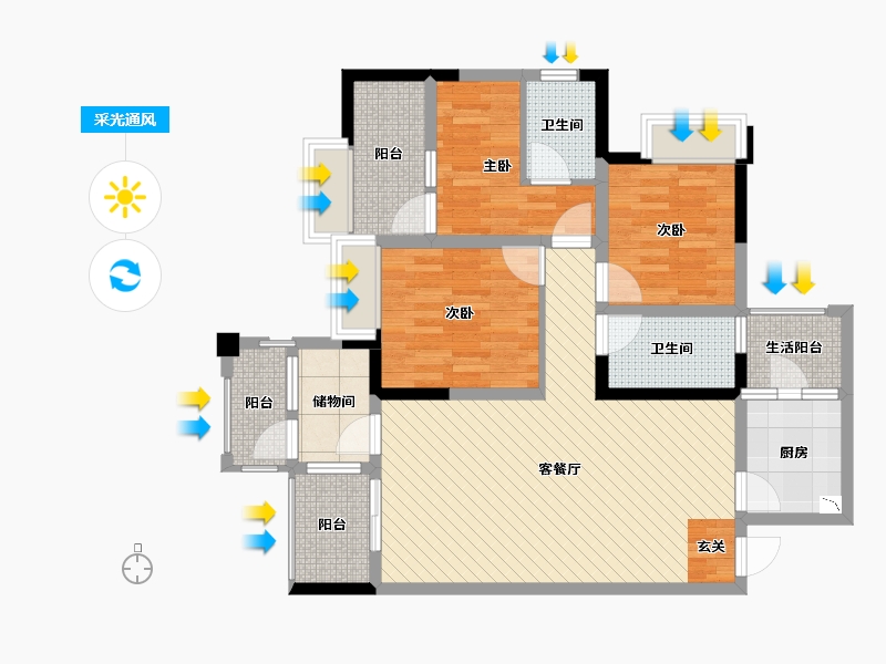 四川省-成都市-洲际亚洲湾-92.76-户型库-采光通风