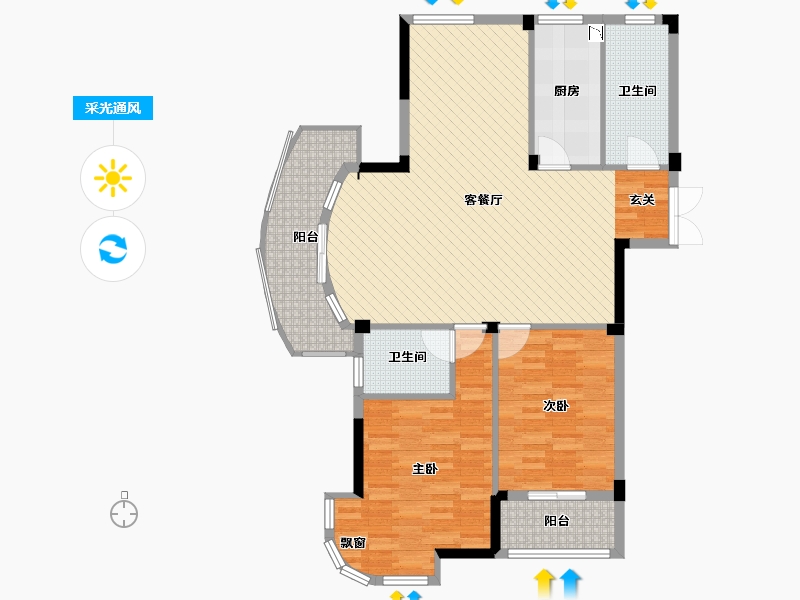 浙江省-嘉兴市-金域兰庭-8号楼-106.04-户型库-采光通风