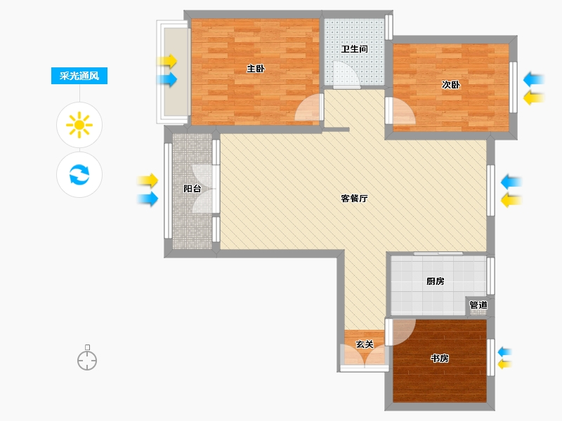 山东省-淄博市-齐悦国际三期-83.00-户型库-采光通风