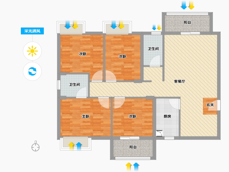 福建省-福州市-联建新苑-103.48-户型库-采光通风