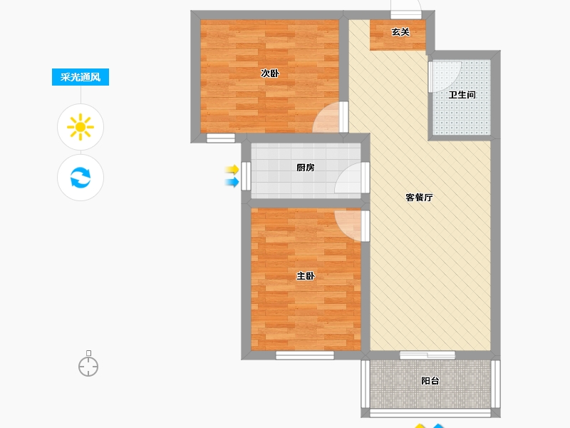 山西省-晋中市-鸿润荣尊府-63.90-户型库-采光通风