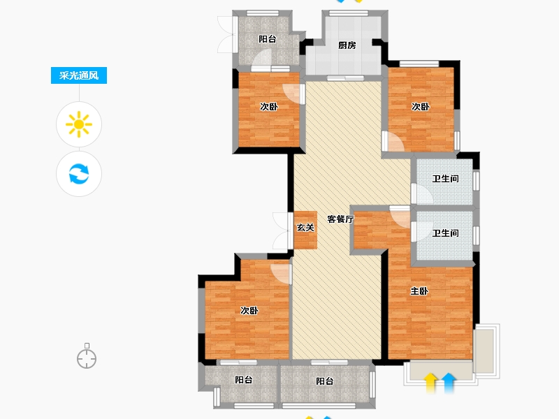 天津-天津市-新兴小区-121.34-户型库-采光通风