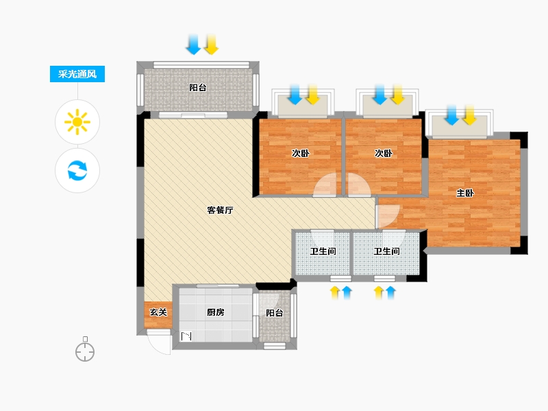 广东省-清远市-东城御峰-86.00-户型库-采光通风