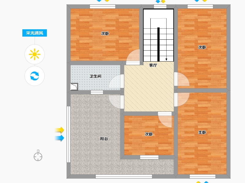 陕西省-西安市-鄠邑庞光镇安置房-91.42-户型库-采光通风