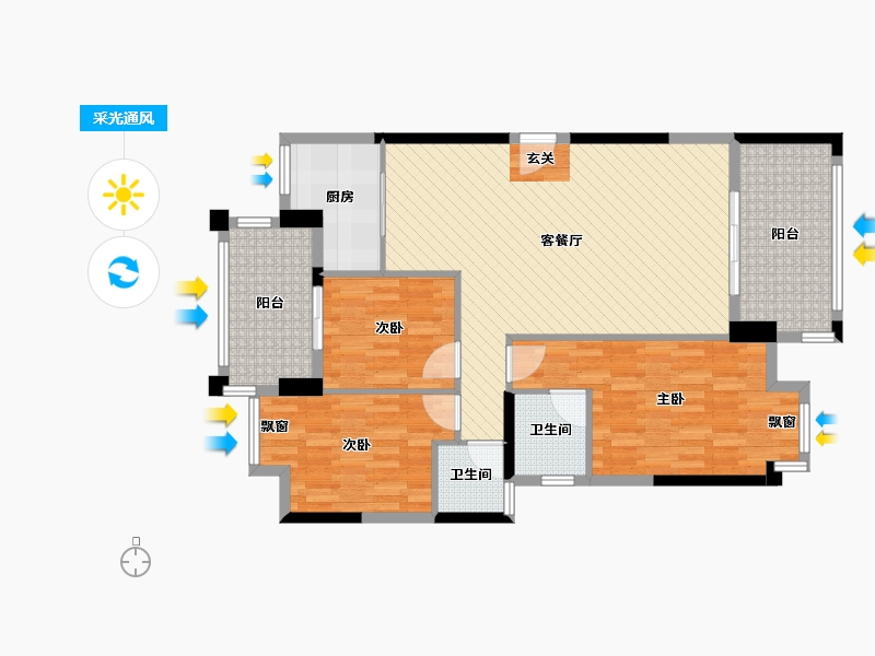 广东省-揭阳市-万景豪园-105.00-户型库-采光通风