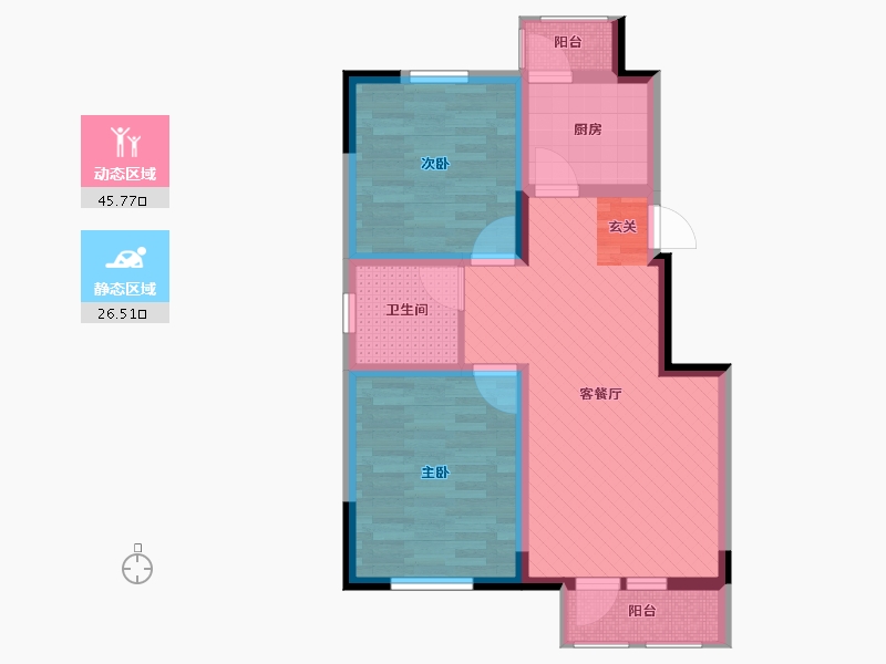 天津-天津市-天房彩虹苑-62.72-户型库-动静分区