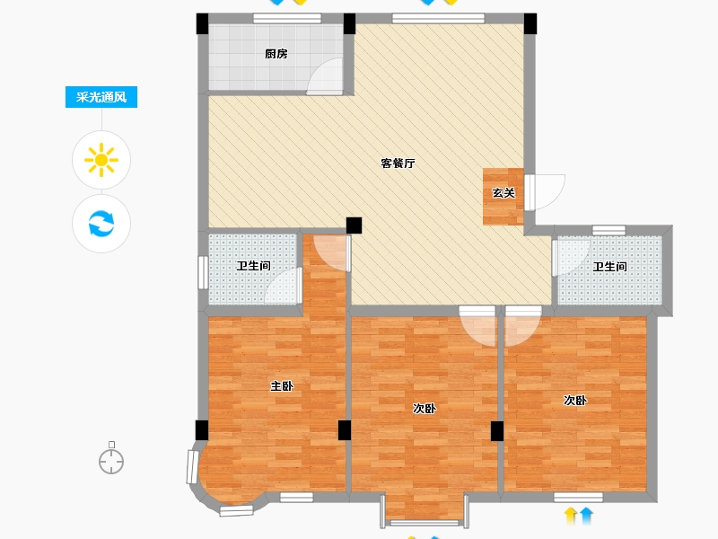 浙江省-金华市-前成小区-98.47-户型库-采光通风