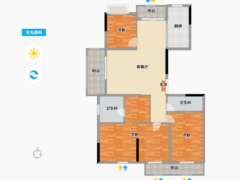 浙江省-宁波市-泗门嘉悦城-151.00-户型库-采光通风