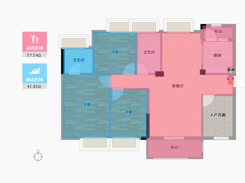 广东省-河源市-宝豪御龙湾2期-96.90-户型库-动静分区