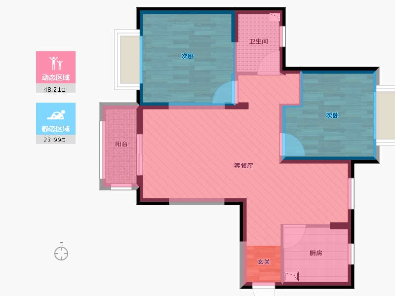 上海-上海市-安亭名邸-62.85-户型库-动静分区