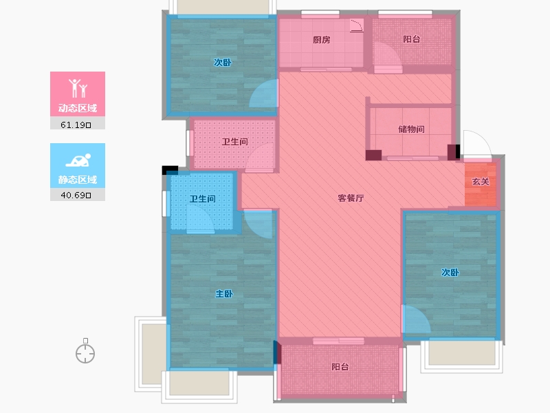 浙江省-杭州市-运河悦章-89.75-户型库-动静分区