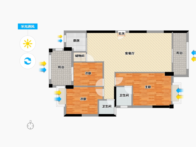 广东省-揭阳市-万景豪园-104.80-户型库-采光通风