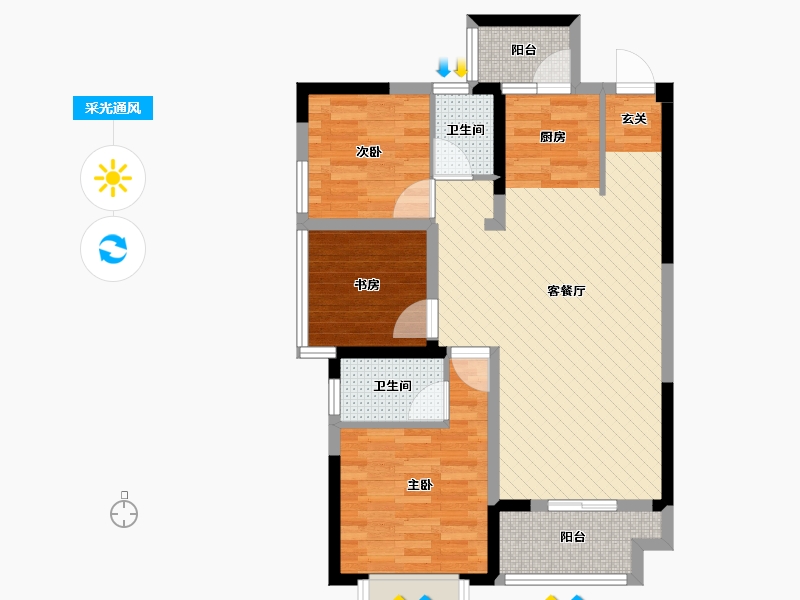 广西壮族自治区-南宁市-荣耀江南-76.32-户型库-采光通风