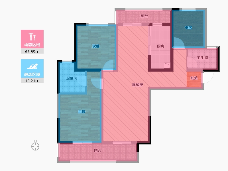 云南省-昆明市-兴冶国际-94.45-户型库-动静分区