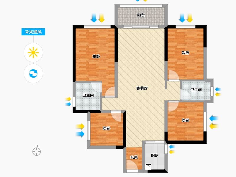 四川省-绵阳市-联想科技城二期-104.55-户型库-采光通风