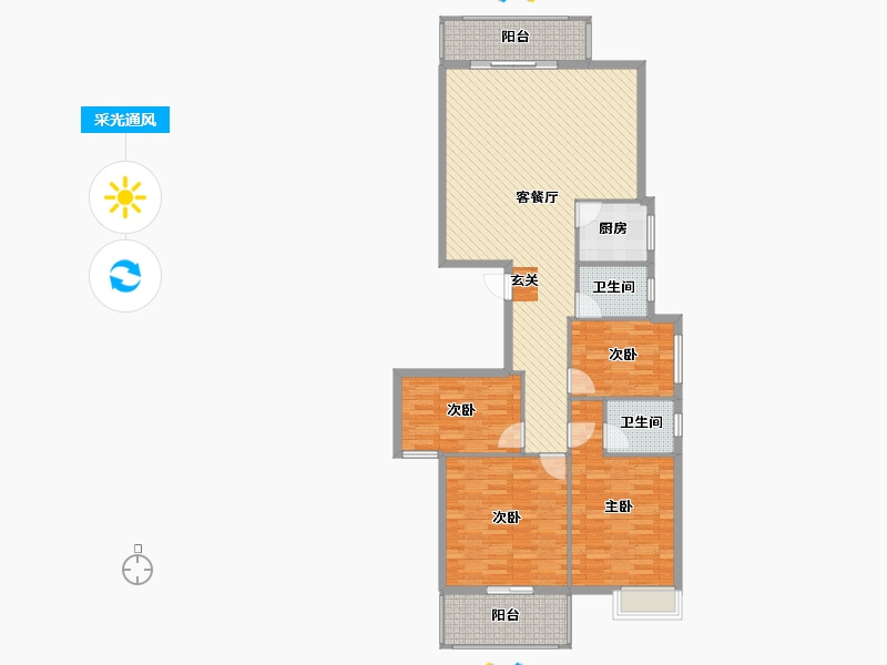 福建省-福州市-长福世家-125.00-户型库-采光通风