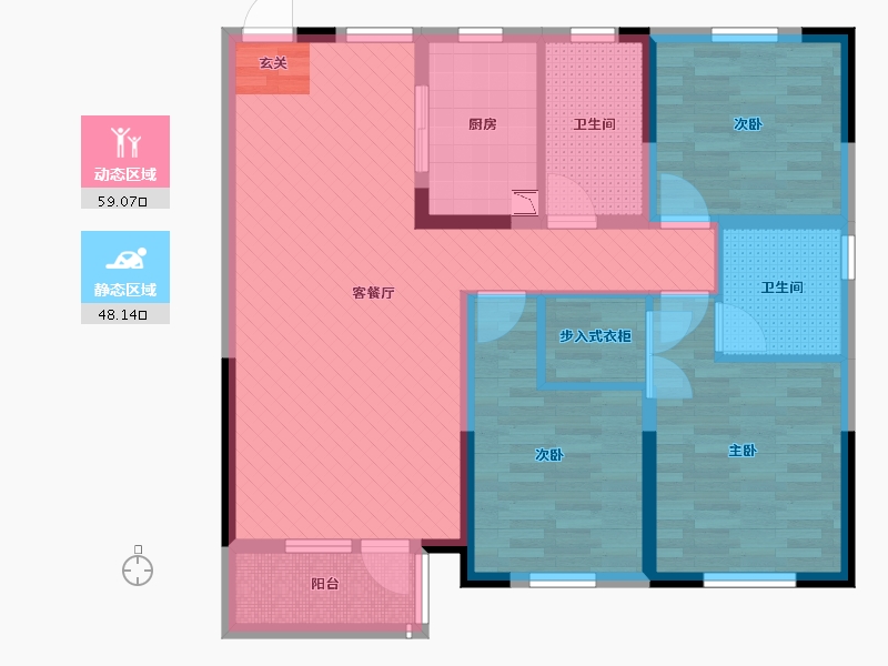 辽宁省-沈阳市-中海城尚城-94.13-户型库-动静分区