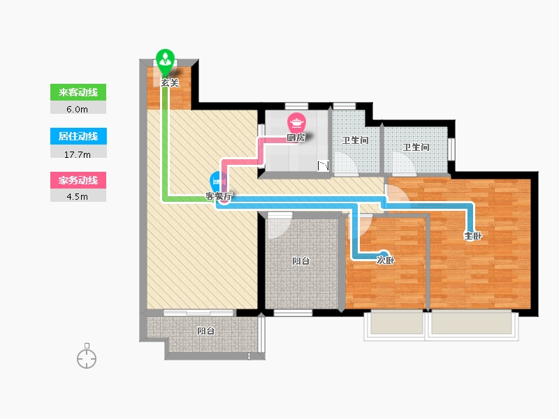 广东省-佛山市-美的御海东郡-85.93-户型库-动静线