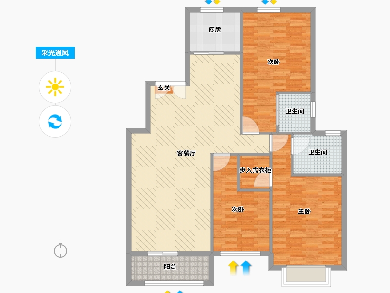 浙江省-台州市-环湖小区-108.58-户型库-采光通风