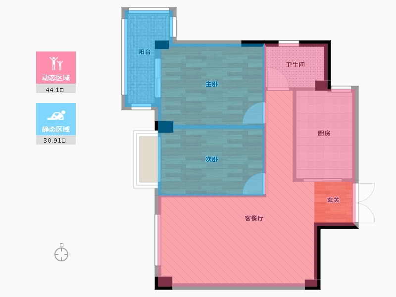 浙江省-绍兴市-东厦润都园-66.94-户型库-动静分区