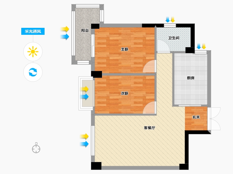 浙江省-绍兴市-东厦润都园-66.94-户型库-采光通风