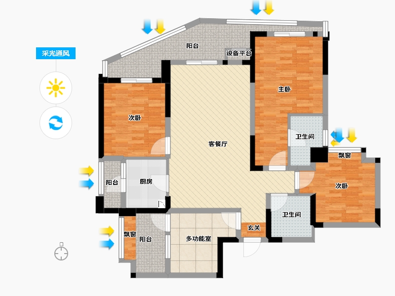 四川省-成都市-麓湖生态城-111.99-户型库-采光通风