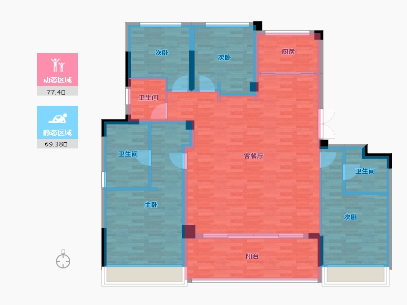 浙江省-杭州市-绿城建发沁园-133.87-户型库-动静分区