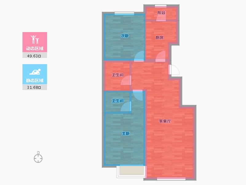 北京-北京市-中加·博悦-72.76-户型库-动静分区