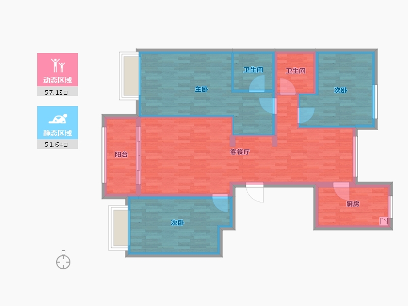 北京-北京市-中海墅·北京世家-97.44-户型库-动静分区