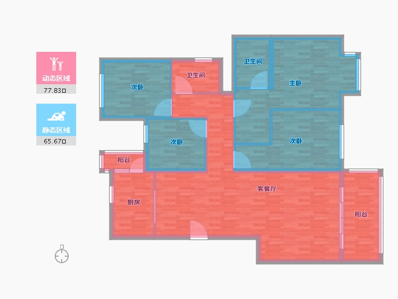 湖南省-长沙市-保利大都汇-130.01-户型库-动静分区