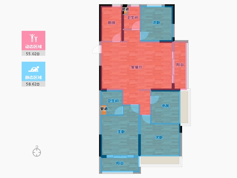 河南省-郑州市-碧桂园天悦-102.79-户型库-动静分区