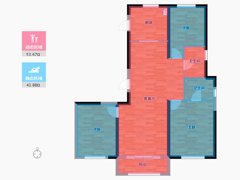 辽宁省-沈阳市-佳兆业·悦峰-87.85-户型库-动静分区