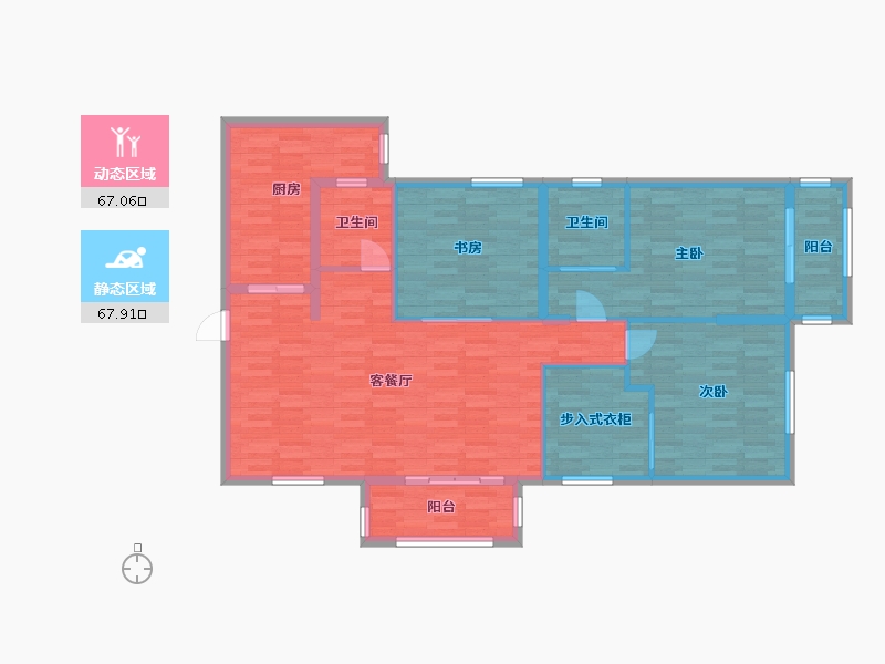 湖北省-武汉市-汉桥城中花园-122.82-户型库-动静分区