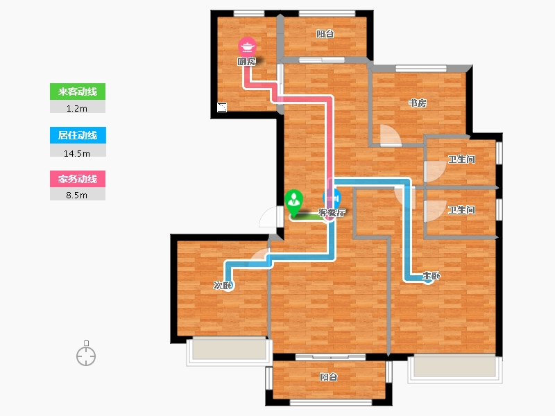 浙江省-宁波市-金色华府-107.99-户型库-动静线