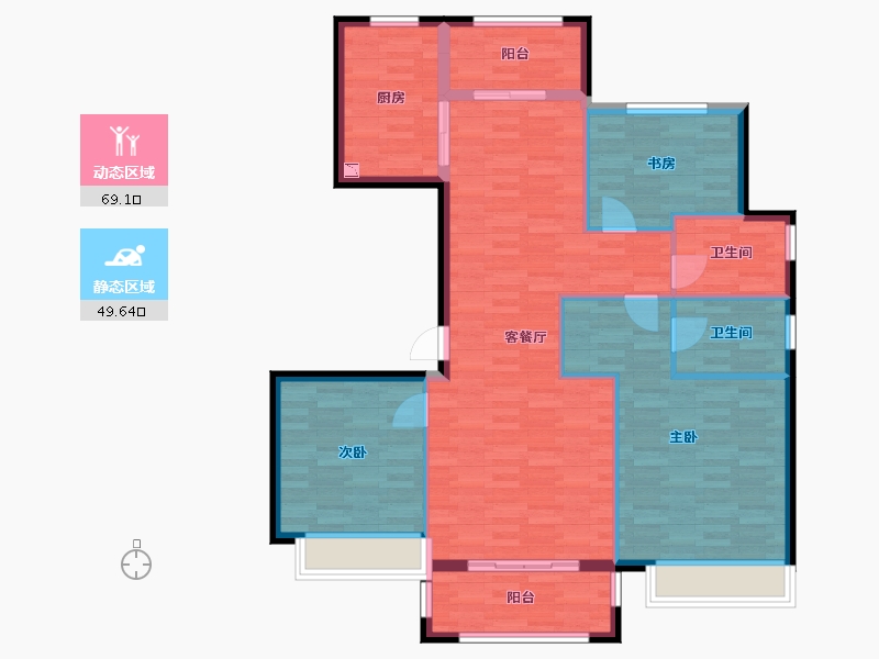 浙江省-宁波市-金色华府-107.99-户型库-动静分区