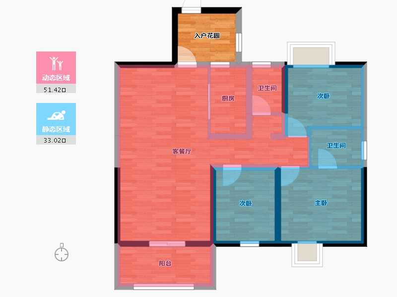 广西壮族自治区-玉林市-永基世纪名门-79.87-户型库-动静分区