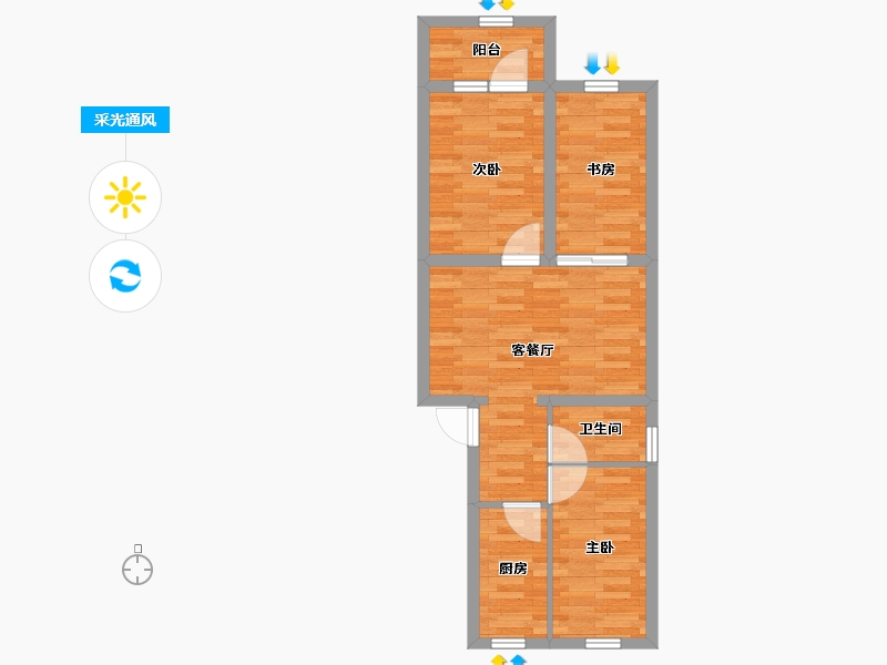 北京-北京市-青春路-56.47-户型库-采光通风