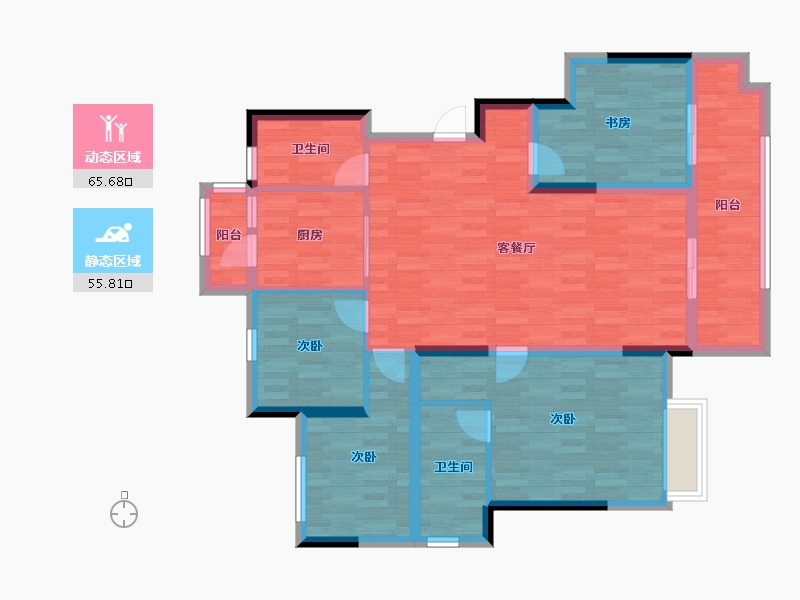 湖南省-岳阳市-金科集美东方-108.60-户型库-动静分区