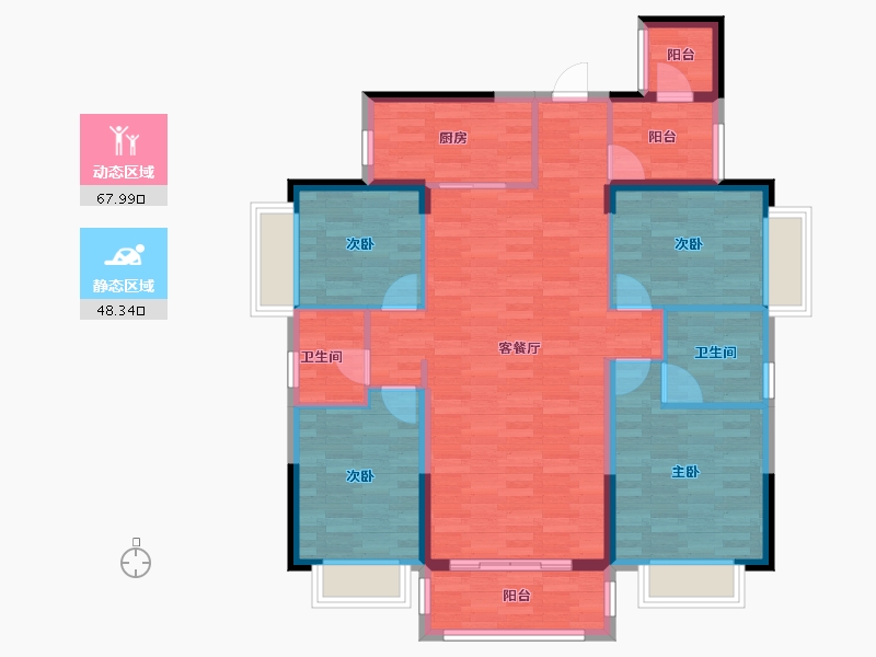 湖南省-长沙市-财汇新天地-104.71-户型库-动静分区