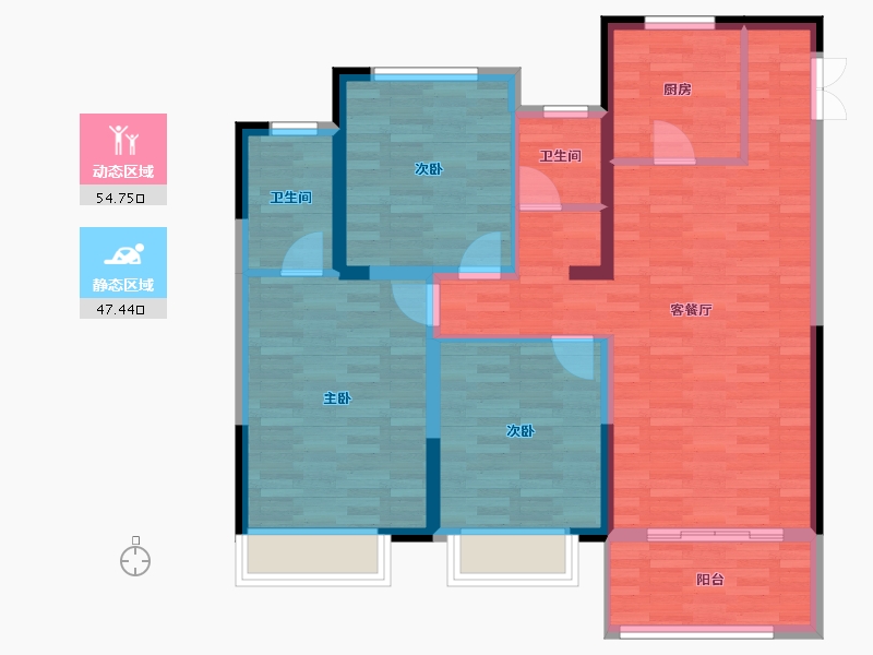 河南省-郑州市-豫发白鹭源春晓二期-91.62-户型库-动静分区